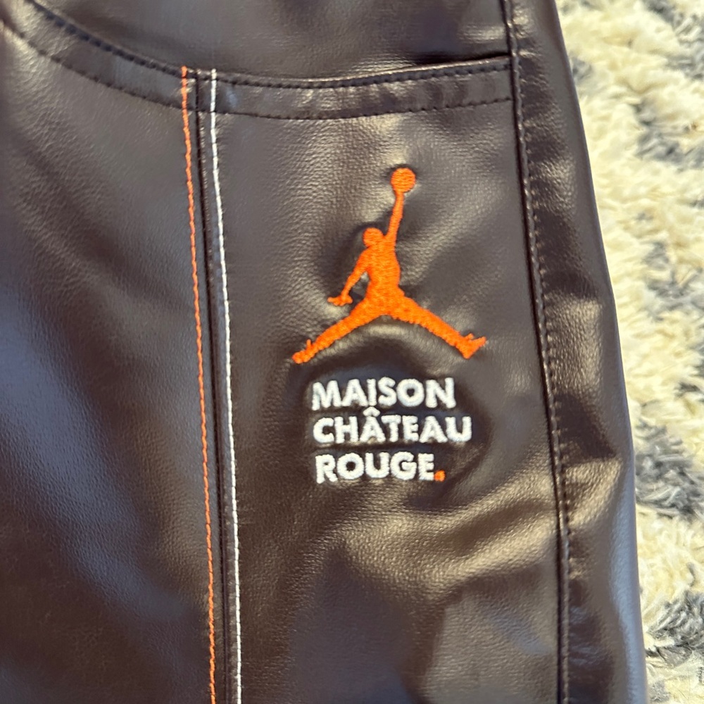 Jordan x Maison Chateau Rouge Faux Leather Moto Pants Brown MCR Collab size 2